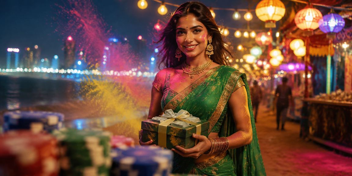 Happy Indian woman celebrating big winnings with 550sd VIP bonus